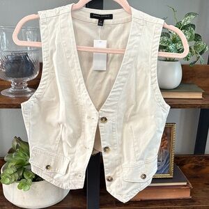Banana Republic Cream Cotton Button Vest